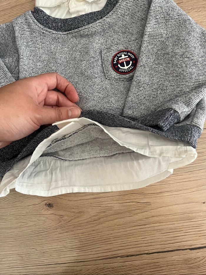 Pull avec rebords chemise bébé - photo numéro 2