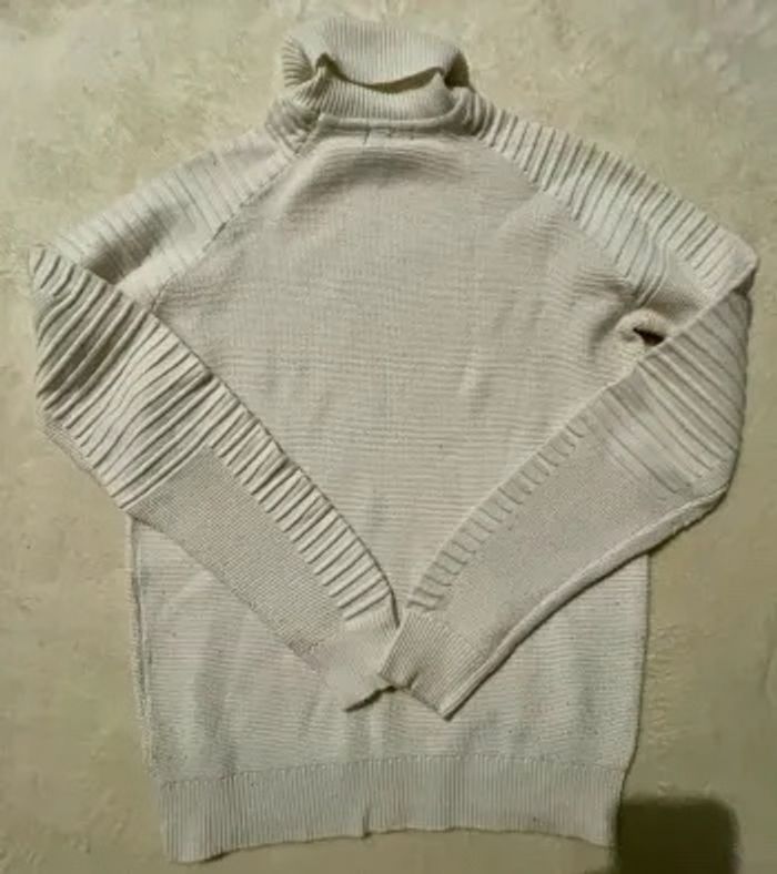 Pull Col Roulé Effet Côtelé – JohnH – Blanc – Taille S – Homme - photo numéro 2