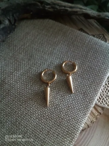 Boucles d'oreilles créoles piques dorés en acier inoxydable