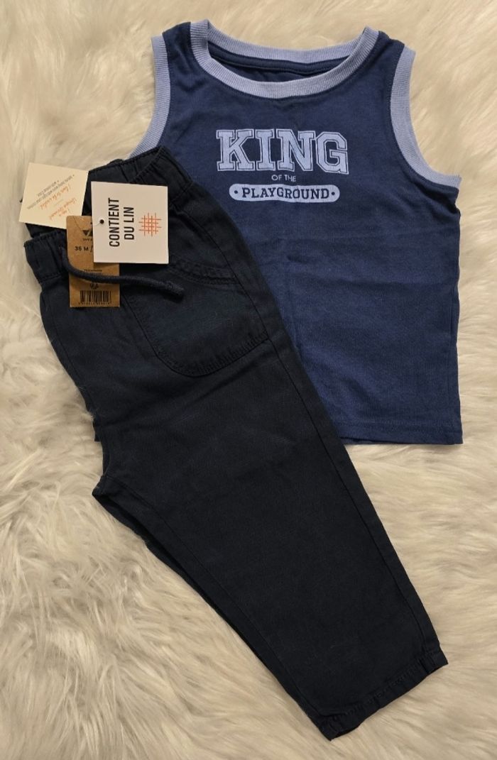 🥰😍💙Ensemble debardeur et pantalon fluide 36mois/3ans garçon 😍💙🥰