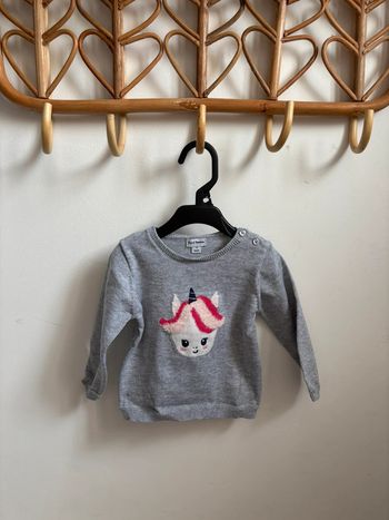 Pull gris licorne 9 mois