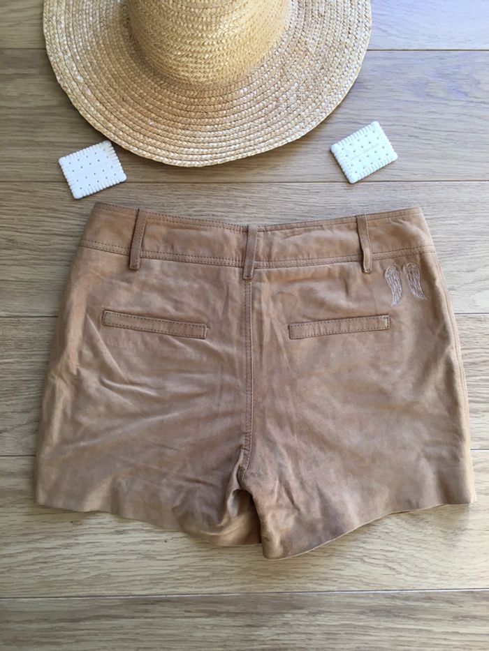 Très beau short en cuir camel/beige Berenice taille XS - photo numéro 3