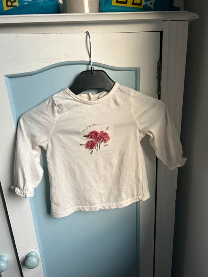 Tee shirt manches longues crème , Tao , 9 mois