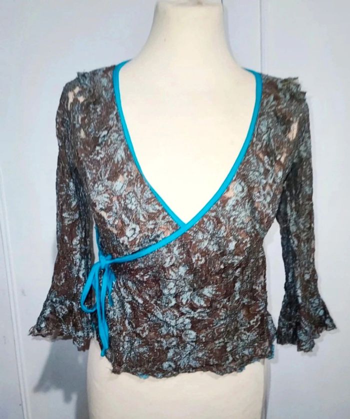 Dernier prix💎haut dentelle femme sexy coquette top cache coeur rare luxe frime paris vintage t s 36 - photo numéro 4