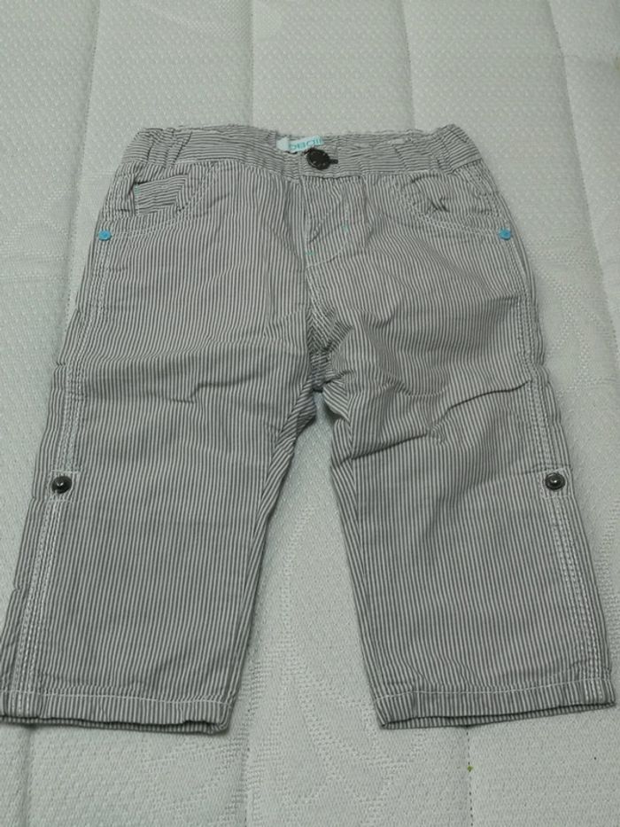 Pantalon rayé blanc et gris Okaidi 6M