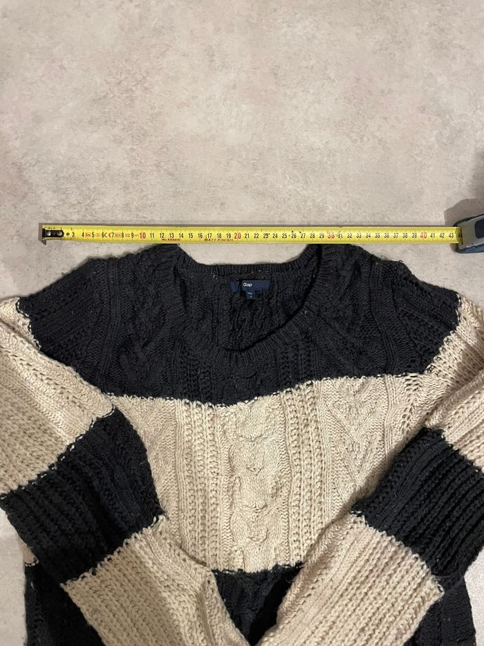 Pull en maille torsadée Gap rayé bleu marine et beige - photo numéro 6