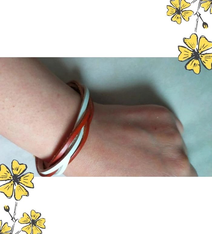 Bracelet en cuir tressé multicolore – Tons chauds et naturels - photo numéro 6
