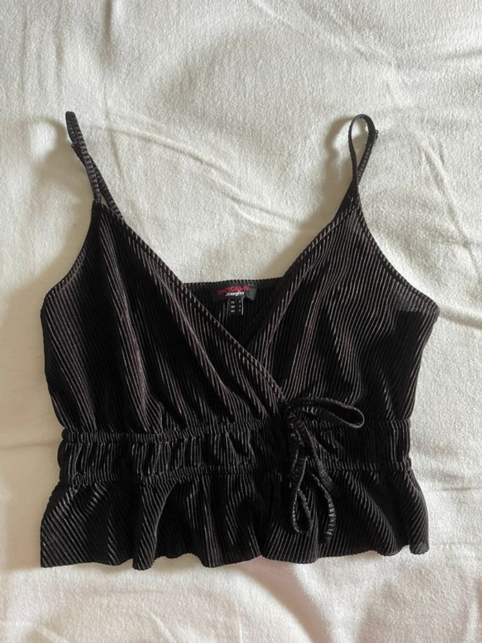 Crop top cache cœur côtelé