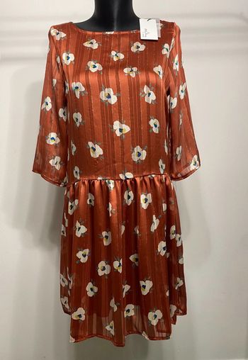 Robe rouille à imprimé floral Les petites fleurs neuve étiquetée