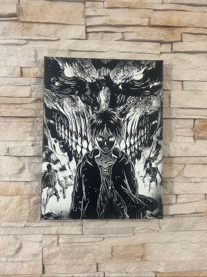 Tableau Eren & Titan Originel en toile 30x40cm – L’Attaque des Titans - photo numéro 2