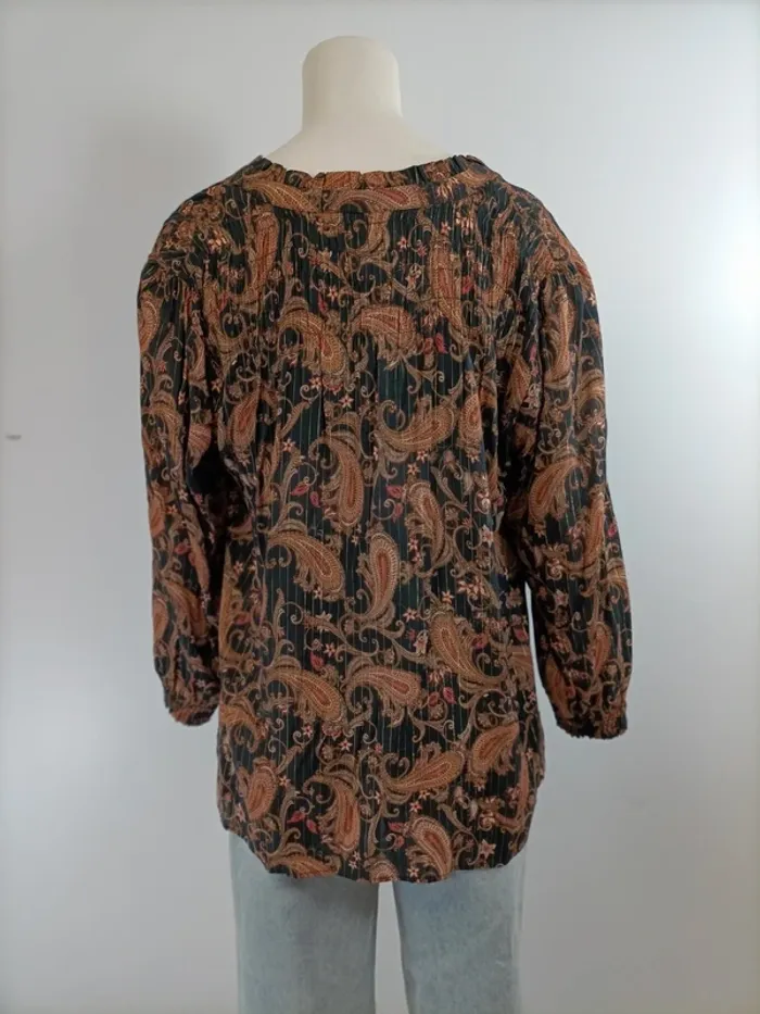 Blouse Maison 123 - Manches Longues - Motif cachemire paisley, doré - T 42 - Marron et noir A287 - photo numéro 4
