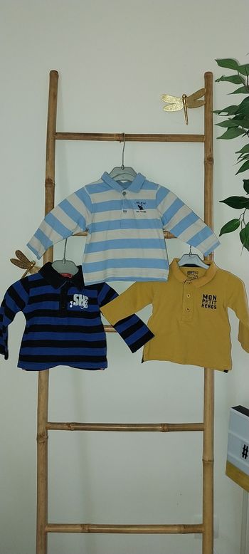 Trio/ Lot de 3 polos manches longues excellent état 12 mois