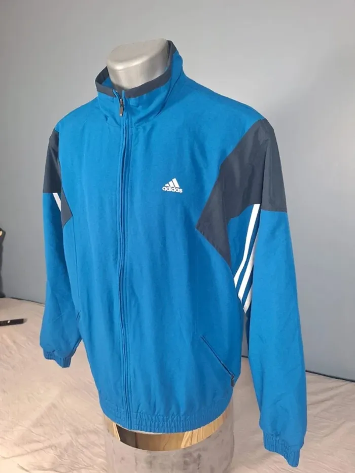 Veste Adidas Vintage Bleu & Noir – Années 2000 – Taille L - imprimé (595) - photo numéro 5