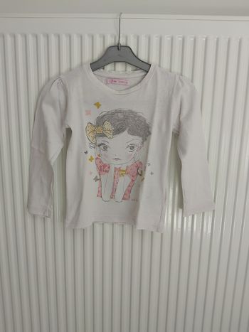 T shirt manches longues blanc gémo fille 4 ans