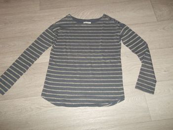 Tee shirt PROMOD gris rayé doré taille 38/40 TBE