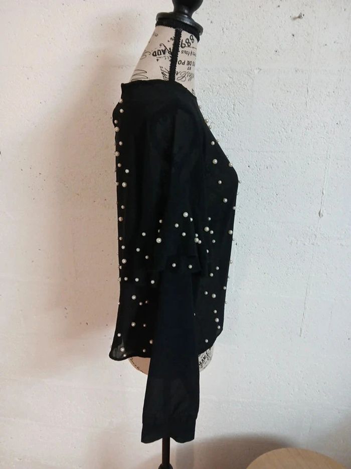 🖤 Blouse fluide noire à perles – IVIVI – Taille L – Très bon état - photo numéro 4