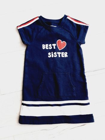 Vêtement fille robe marine cœur Best Sister Okaïdi 3 ans