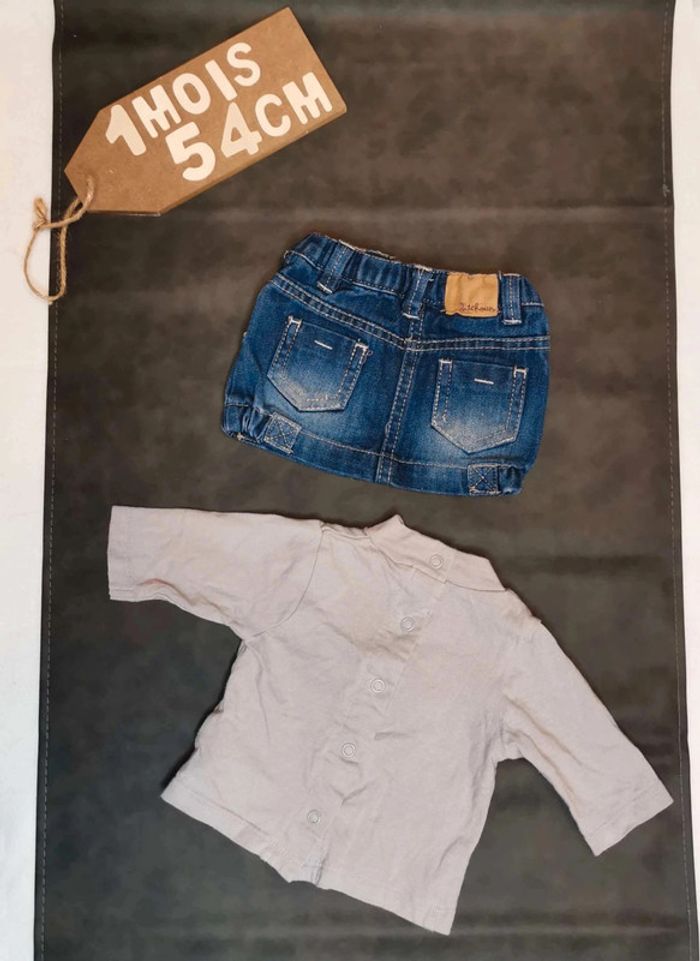 Tenue complète 👣 tee-shirt, jupe et veste douce Winnie Disney et Kitchoun 1mois /54cm - photo numéro 8