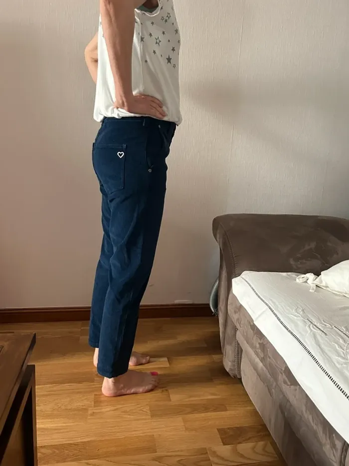Please pantalon,chino en velours, côtelé bleu femme, taille xs/34/36 - photo numéro 7