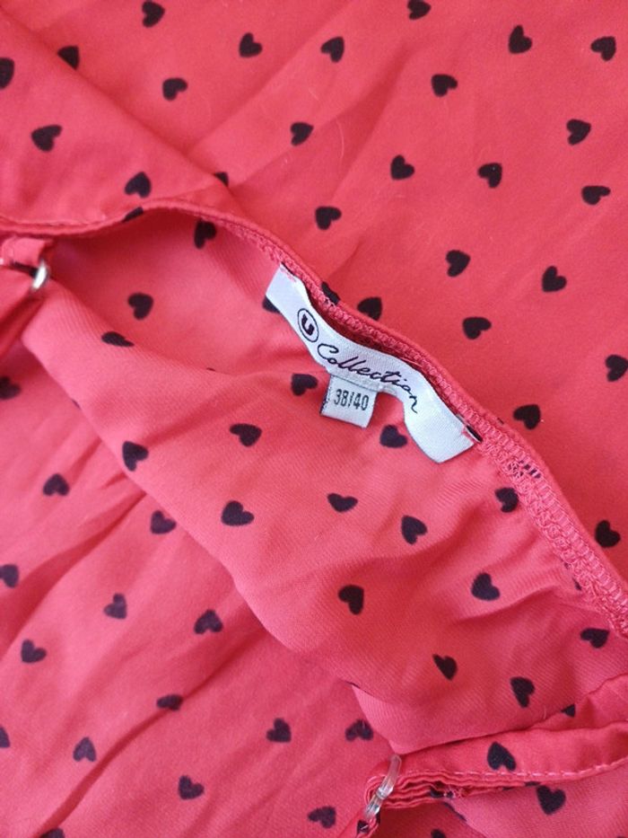 Pyjama rouge à cœurs noirs et dentelle 38/40 - photo numéro 7