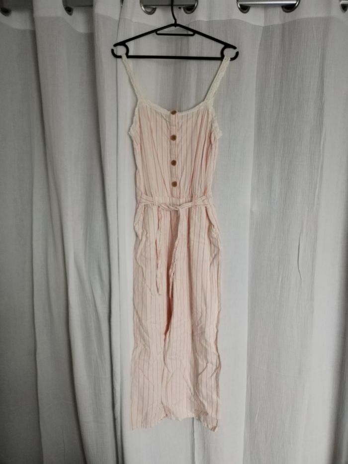 Combi-pantalon blanche rayée orange 14 ans XS Gémo NEUVE