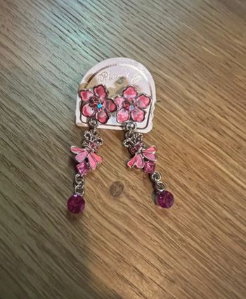 Boucle d’oreilles fleurs rose