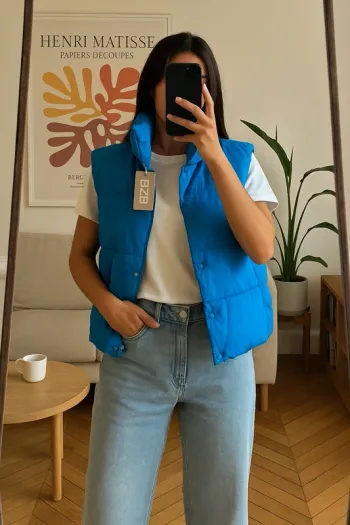 Doudoune sans manches bleue BZB – Taille S – Neuve avec étiquette