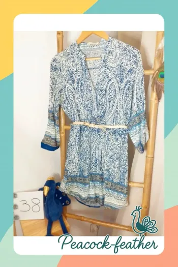 Tunique bleue avec ceinture 38