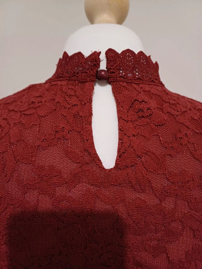 Blouse chic Bordeaux avec dentelle Capsule taille S 36 - photo numéro 8