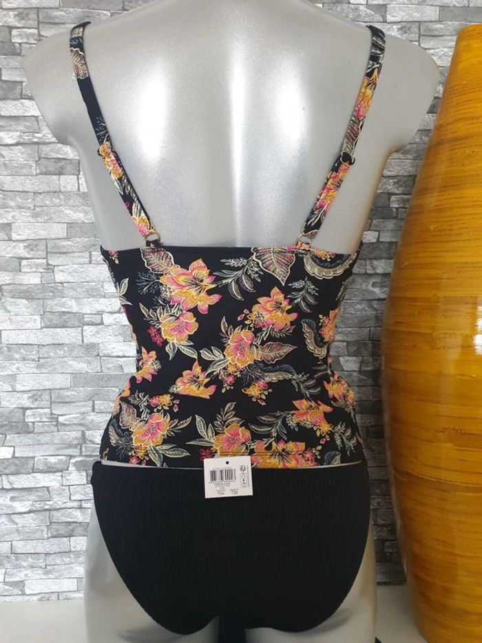 Maillot de bain Tankini noir fleuri T36/85B - photo numéro 2