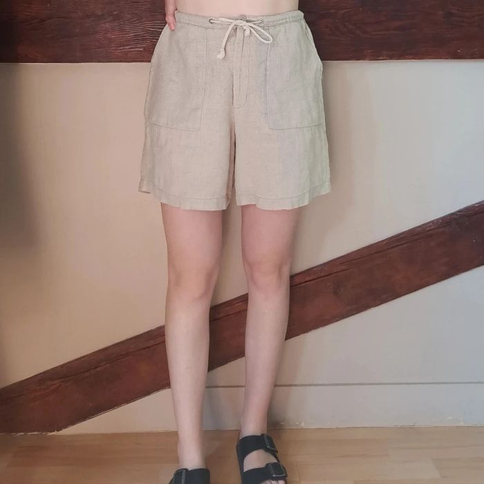 Short beige large en lin - photo numéro 2