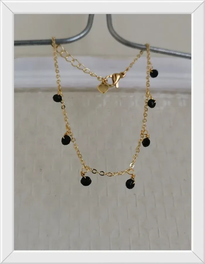 Bracelet "Léa" en Agathe noir et laiton doré - photo numéro 2
