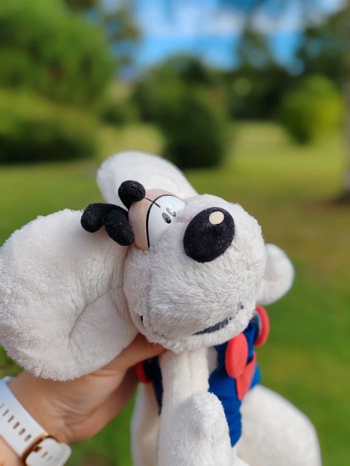 Peluche Diddl sourire - salopette bleue et boutons rouges - photo numéro 10