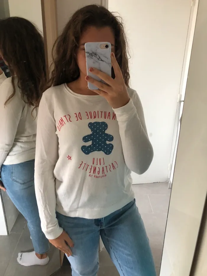 Sweat-shirt blanc/crème