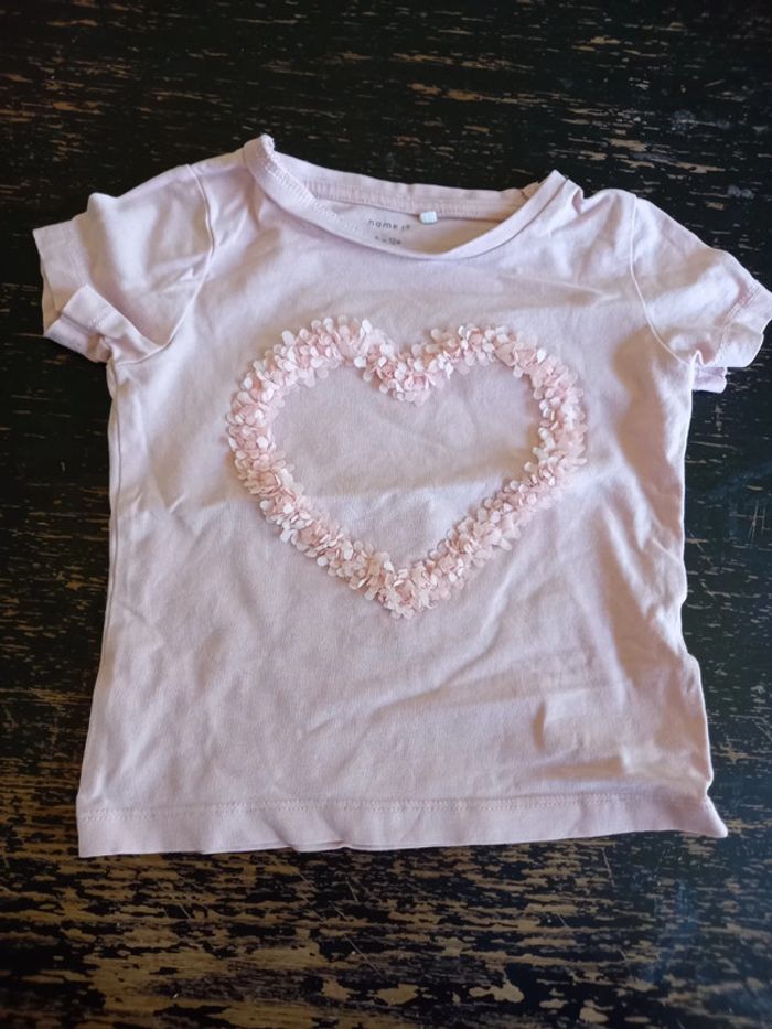 Tee-shirt MC cœur fleur 12 mois