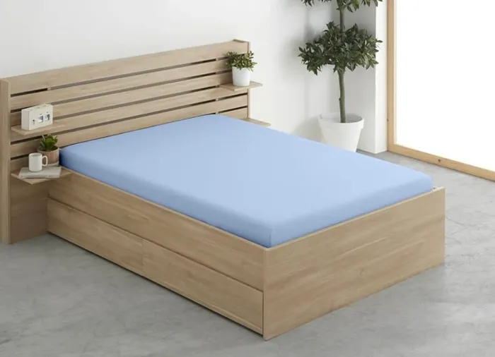 Drap-housse bleu ciel 180×200 cm +25 cm – 57 fils – 100 % coton Neuf - photo numéro 1