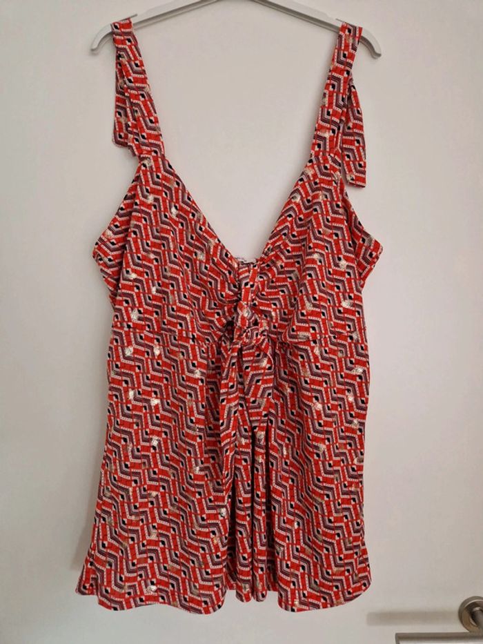 Débardeur été fluide femme Paprika orange géométrique L