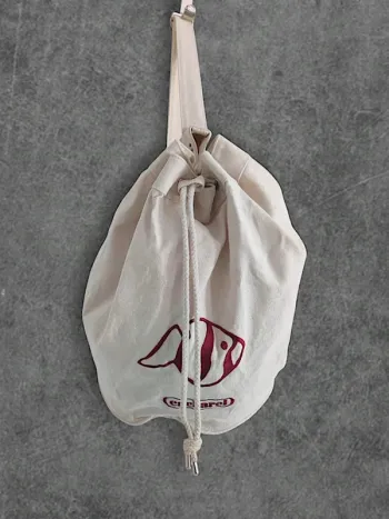 Sac seau crème poisson bordeaux / Cacharel - 35×30cm
