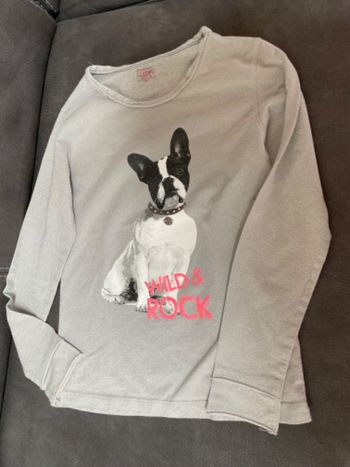 tee shirt fin LCDP 10 ans tbe décor chien   couleur gris argenté