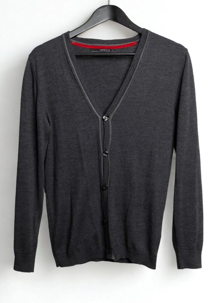 Gilet gris foncé 50%laine • wool grey cardigan Celio – Taille M – Fil italien