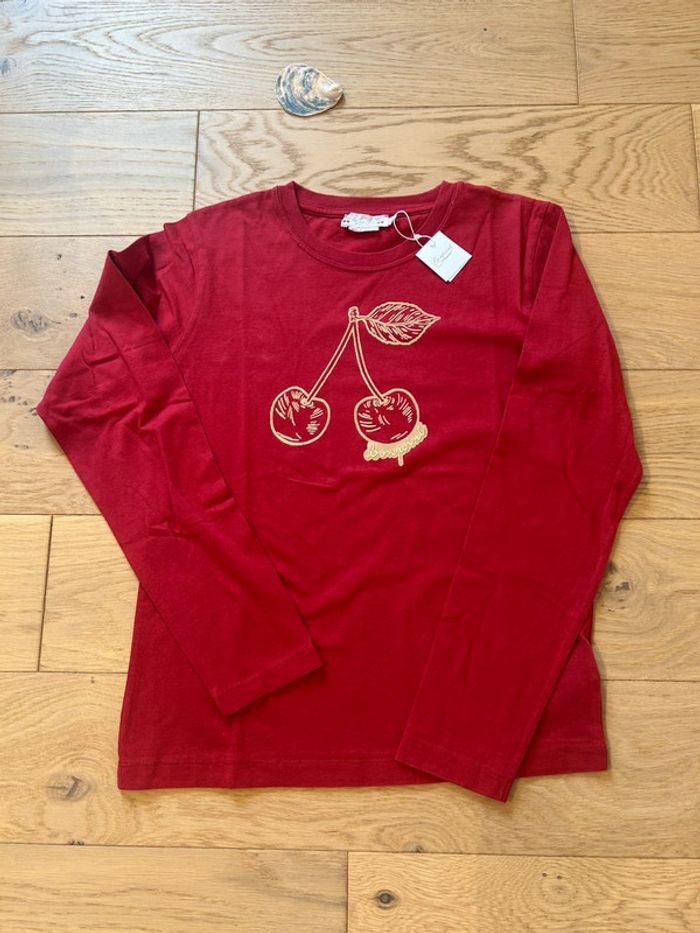 Tee shirt Bonpoint manches longues tee shirt cerise velours 12 ans Bonpoint