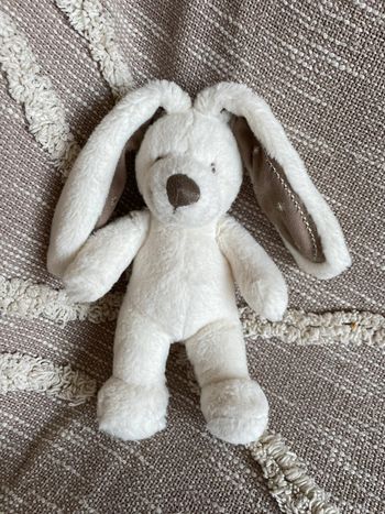 Peluche doudou 20cm Pommette Lapin blanc et marron très bon état