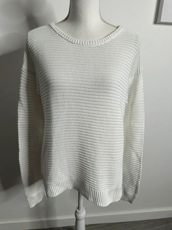 Pull oversize côtelé blanc Vintage T42 XL