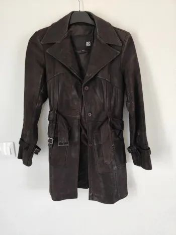 Manteau veste longue en cuir