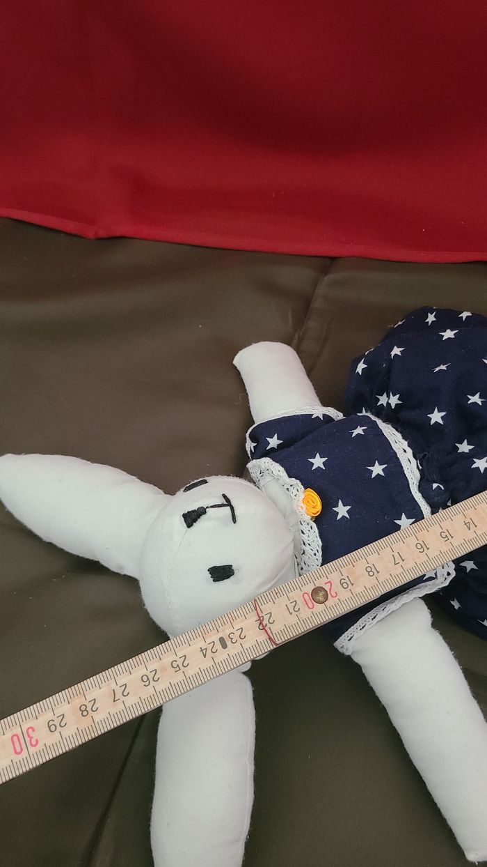 doudou lapin blanc robe étoilé - photo numéro 2