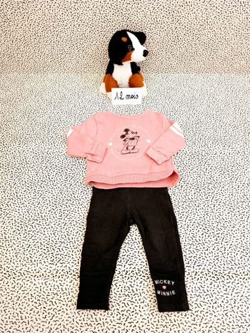 Ensemble sweat-shirt et pantalon legging Mickey Minnie Mouse bébé fille 12 mois 1 an