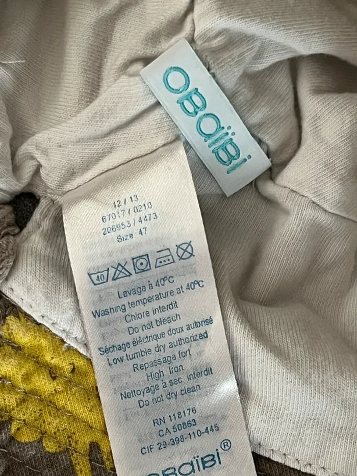 Chapeau motif oiseau avec attache taille 47cm Obaïbi - photo numéro 4