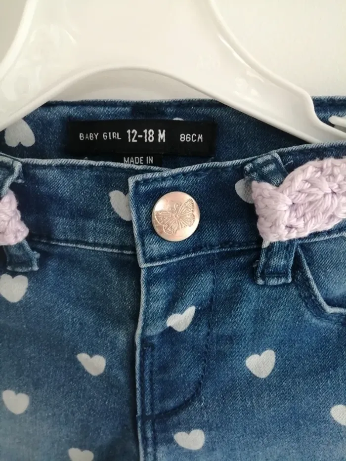 Short jean imprimé cœur ceinture crochet Lila primark - photo numéro 2