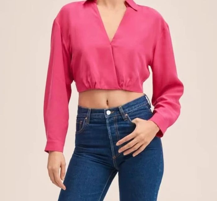 Blouse crop rose Mango - photo numéro 4