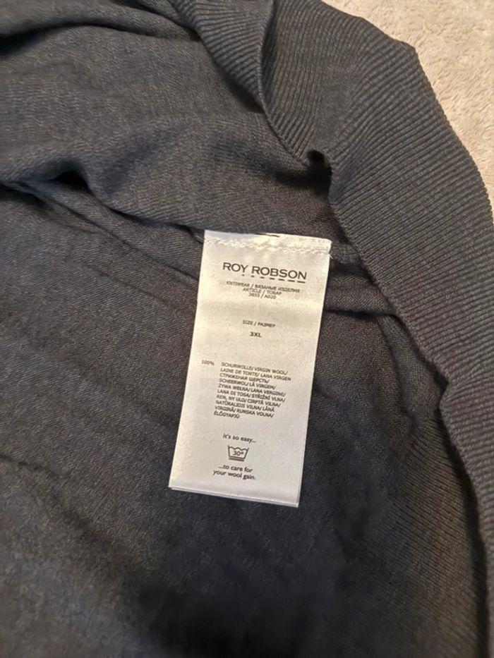 Roy Robson - Gilet à Zip en laine mérinos, Bleu Gris, taille 3XL - photo numéro 5